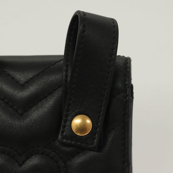 GUCCI Waist Pouch Leather Black Gold 488417 0416 Auth sw1265