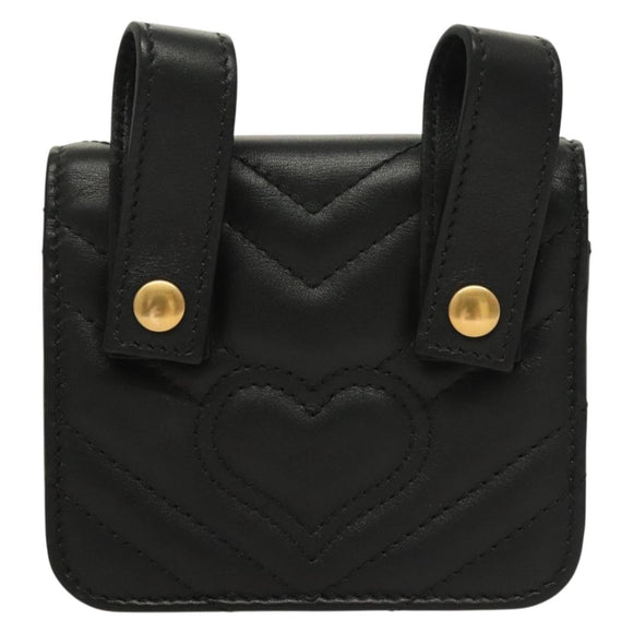 GUCCI Waist Pouch Leather Black Gold 488417 0416 Auth sw1265