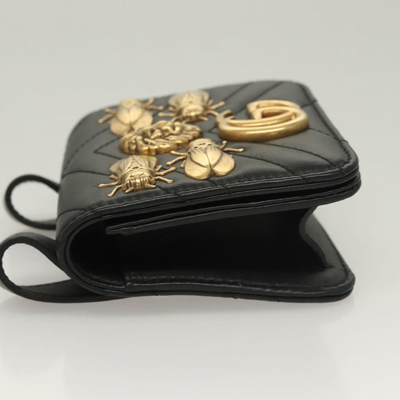 GUCCI Waist Pouch Leather Black Gold 488417 0416 Auth sw1265