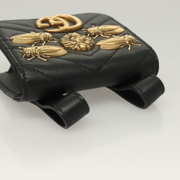 GUCCI Waist Pouch Leather Black Gold 488417 0416 Auth sw1265