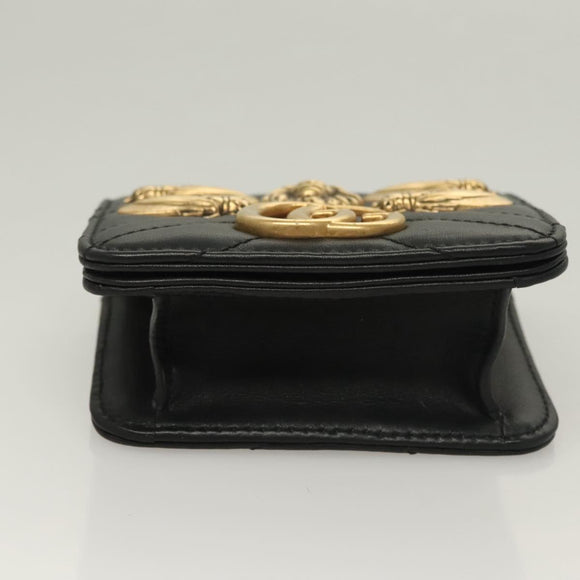 GUCCI Waist Pouch Leather Black Gold 488417 0416 Auth sw1265