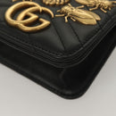 GUCCI Waist Pouch Leather Black Gold 488417 0416 Auth sw1265-9