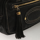 LOEWE Anagram Hand Bag Leather Black Gold Auth sw1269-17