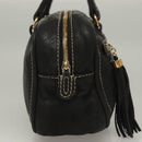 LOEWE Anagram Hand Bag Leather Black Gold Auth sw1269-4