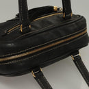 LOEWE Anagram Hand Bag Leather Black Gold Auth sw1269-6