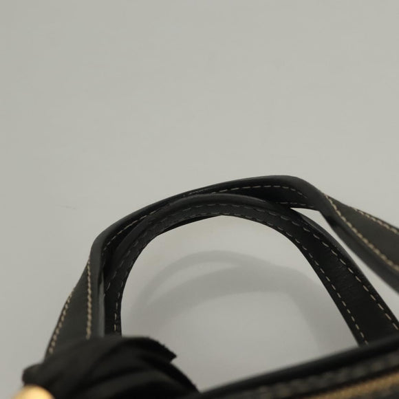 LOEWE Anagram Hand Bag Leather Black Gold Auth sw1269