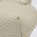 BALLY Hand Bag Leather White Gold Auth sw1273-12