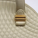 BALLY Hand Bag Leather White Gold Auth sw1273-16