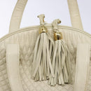 BALLY Hand Bag Leather White Gold Auth sw1273-18