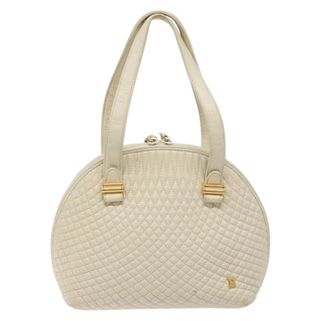 BALLY Hand Bag Leather White Gold Auth sw1273 - 0