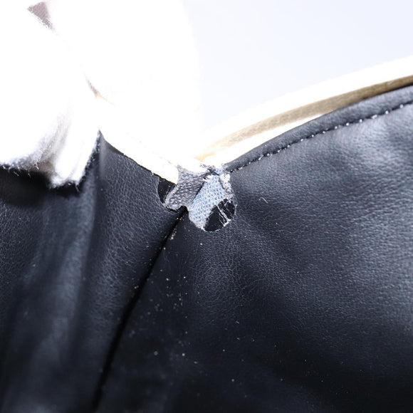 BALLY Hand Bag Leather White Gold Auth sw1273