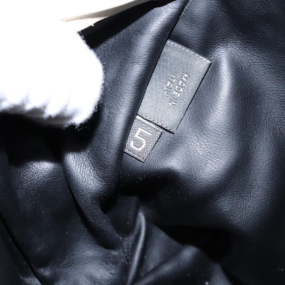 BALLY Hand Bag Leather White Gold Auth sw1273