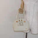 BALLY Hand Bag Leather White Gold Auth sw1273-27