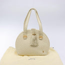BALLY Hand Bag Leather White Gold Auth sw1273-28