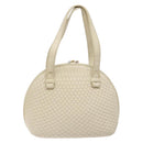 BALLY Hand Bag Leather White Gold Auth sw1273-3