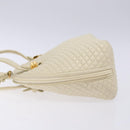 BALLY Hand Bag Leather White Gold Auth sw1273-5