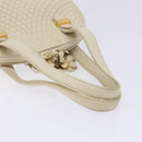 BALLY Hand Bag Leather White Gold Auth sw1273-7