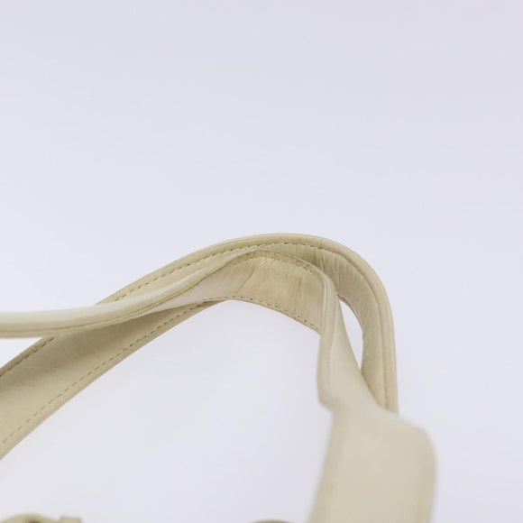 BALLY Hand Bag Leather White Gold Auth sw1273