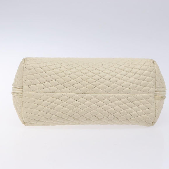 BALLY Hand Bag Leather White Gold Auth sw1273