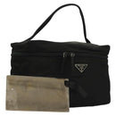 PRADA Vanity Pouch Nylon Black Silver Auth sw1276-1