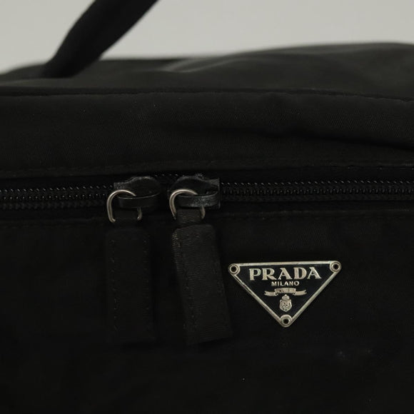 PRADA Vanity Pouch Nylon Black Silver Auth sw1276
