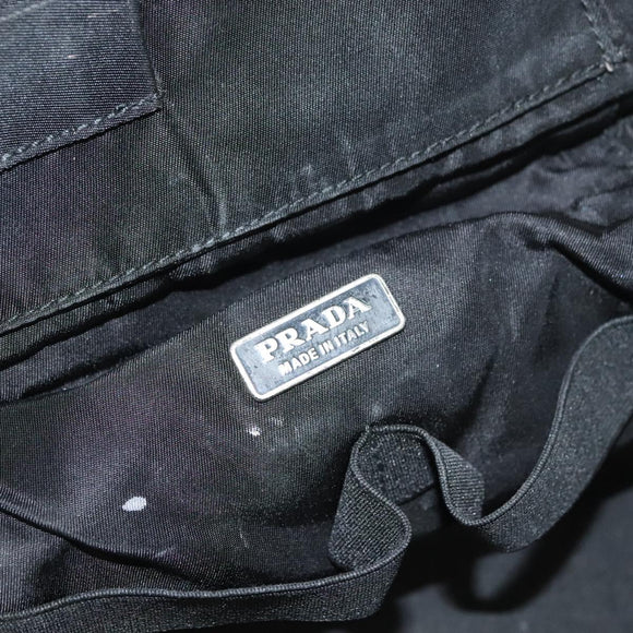 PRADA Vanity Pouch Nylon Black Silver Auth sw1276