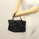 PRADA Vanity Pouch Nylon Black Silver Auth sw1276-24