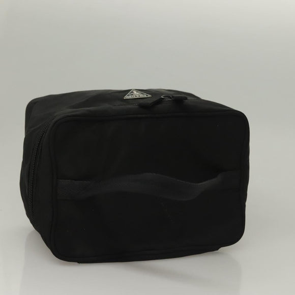 PRADA Vanity Pouch Nylon Black Silver Auth sw1276