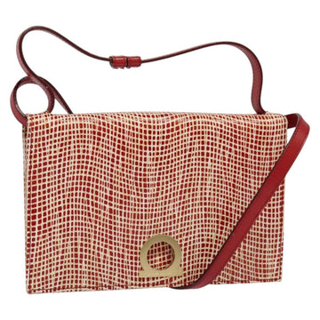 Salvatore Ferragamo Shoulder wallet Leather Red Gold Auth sw1278