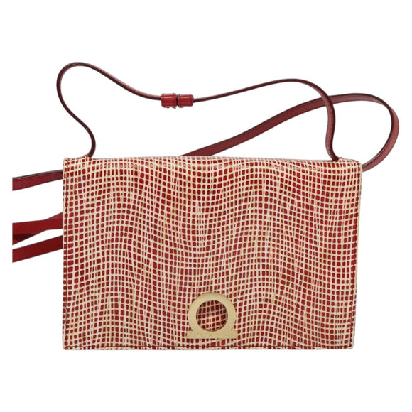 Salvatore Ferragamo Shoulder wallet Leather Red Gold Auth sw1278