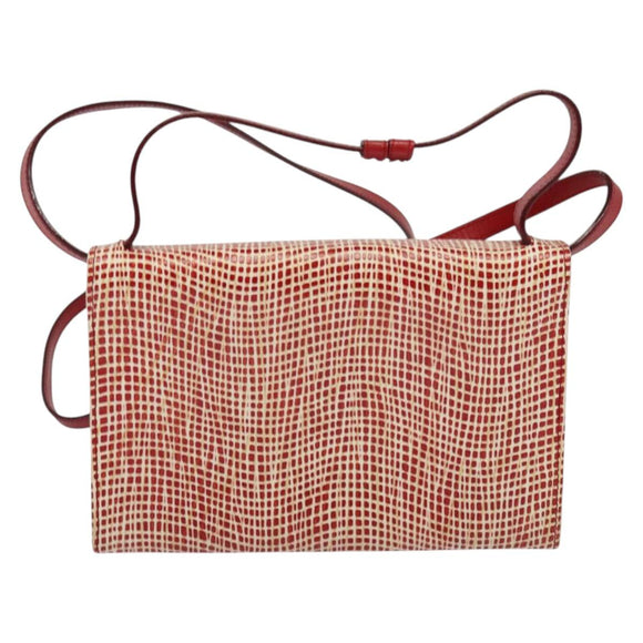 Salvatore Ferragamo Shoulder wallet Leather Red Gold Auth sw1278