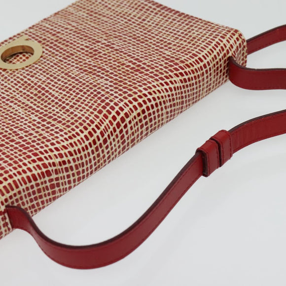 Salvatore Ferragamo Shoulder wallet Leather Red Gold Auth sw1278