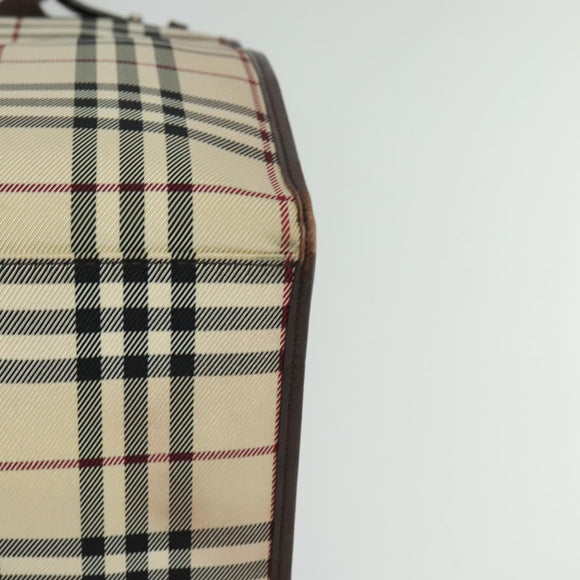 BURBERRY Nova Check Hand Bag Canvas 2way Beige Auth sw128