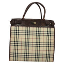 BURBERRY Nova Check Hand Bag Canvas 2way Beige Auth sw128-13