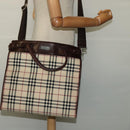 BURBERRY Nova Check Hand Bag Canvas 2way Beige Auth sw128-20