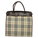 BURBERRY Nova Check Hand Bag Canvas 2way Beige Auth sw128-2
