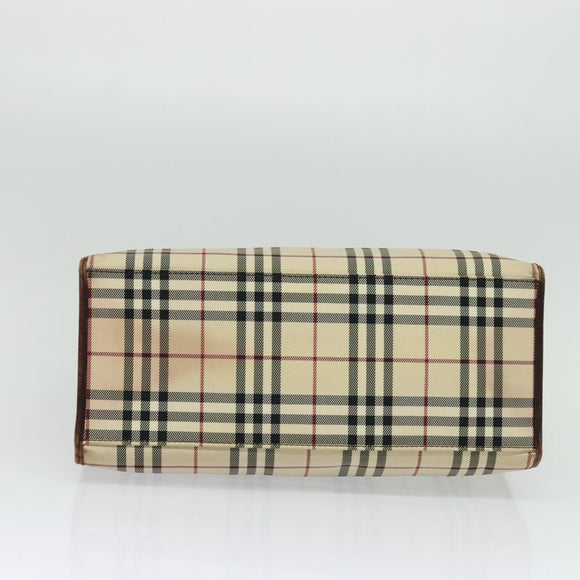 BURBERRY Nova Check Hand Bag Canvas 2way Beige Auth sw128