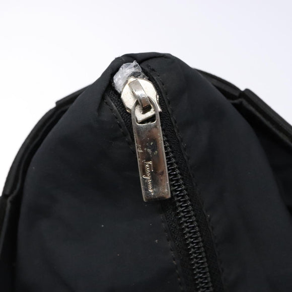 Salvatore Ferragamo Hand Bag Canvas Black Silver Auth sw1281