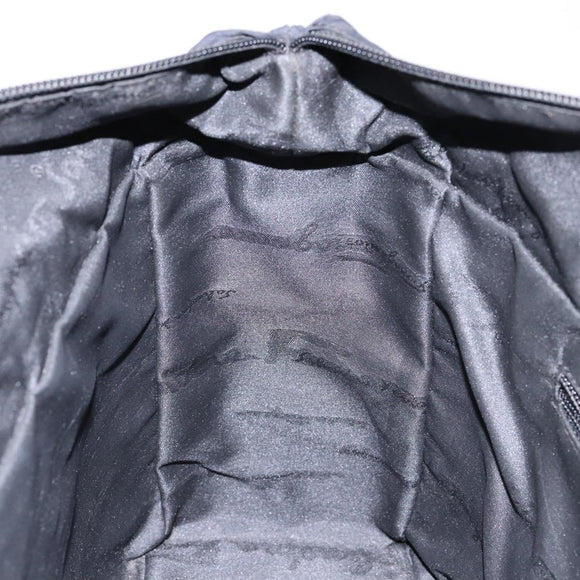 Salvatore Ferragamo Hand Bag Canvas Black Silver Auth sw1281