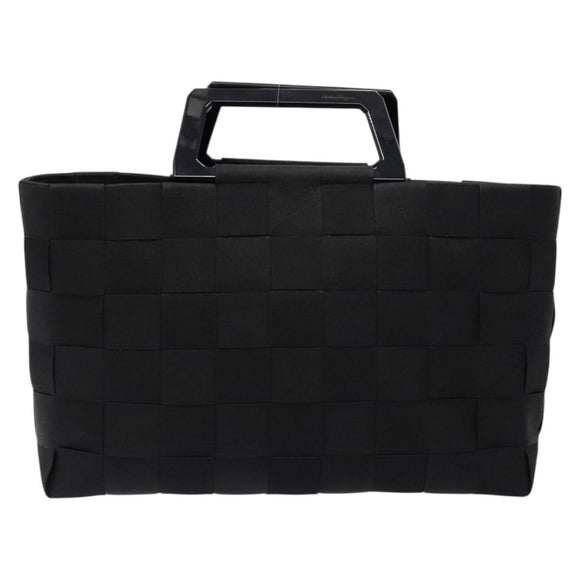 Salvatore Ferragamo Hand Bag Canvas Black Silver Auth sw1281