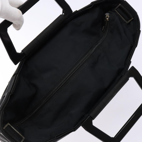 Salvatore Ferragamo Hand Bag Canvas Black Silver Auth sw1281