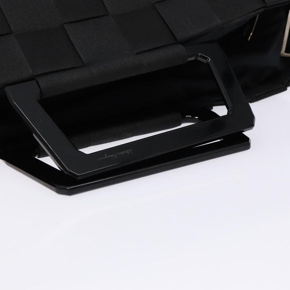 Salvatore Ferragamo Hand Bag Canvas Black Silver Auth sw1281