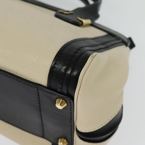 Chloe Alice Hand Bag Leather 2way White Black Auth sw1284