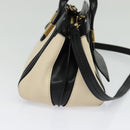 Chloe Alice Hand Bag Leather 2way White Black Auth sw1284-3