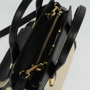 Chloe Alice Hand Bag Leather 2way White Black Auth sw1284-6