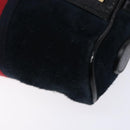 GUCCI Sherry Line Shoulder Bag Suede Navy Gold 517350 Auth sw1285-9