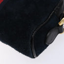GUCCI Sherry Line Shoulder Bag Suede Navy Gold 517350 Auth sw1285-15