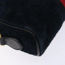GUCCI Sherry Line Shoulder Bag Suede Navy Gold 517350 Auth sw1285-16