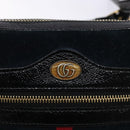 GUCCI Sherry Line Shoulder Bag Suede Navy Gold 517350 Auth sw1285-17