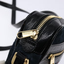 GUCCI Sherry Line Shoulder Bag Suede Navy Gold 517350 Auth sw1285-10